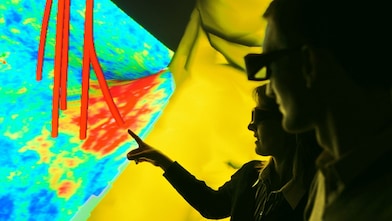 People looking at seismic image