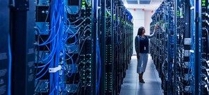 woman working in server room