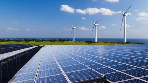 A solar farm on a sunny day