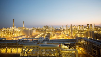 Shell Liquid Processing Unit area at night