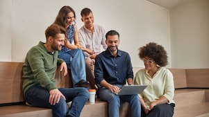 Colleagues interacting with each other; diverse