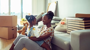 Mother and daughter at home
