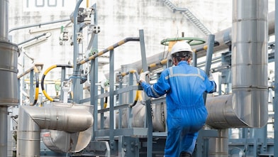 Operator works on site