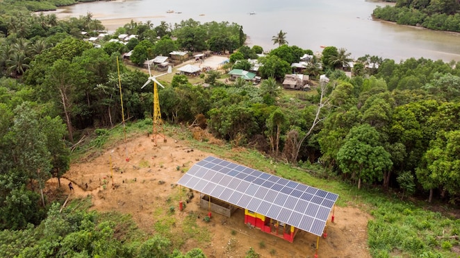 Binaluan’s power comes from a micro-grid installed on a hill above the remote fishing village