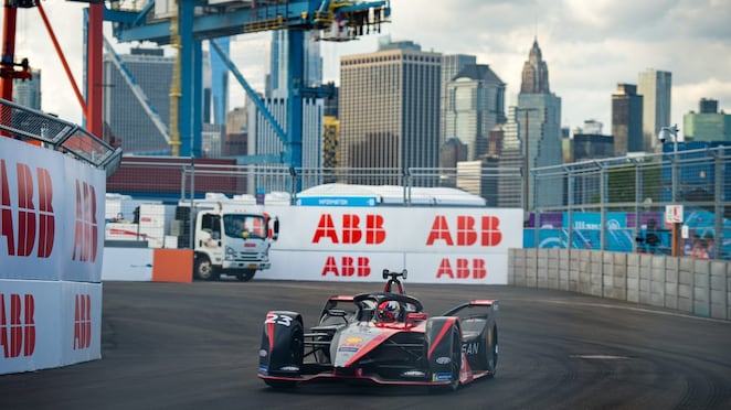 Formula E car in New York