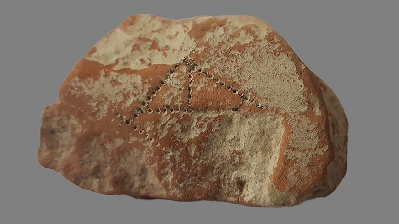 The edge of a large storage jug, one of the artefacts  found during the excavation.