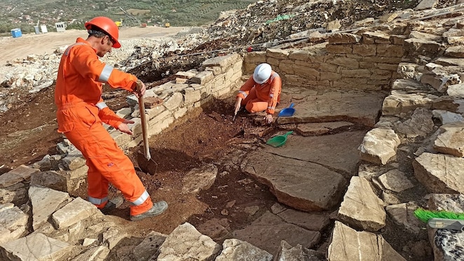 Shell-contracted archaeologists conduct excavation works at the site of the 6ᵗʰ century chapel.