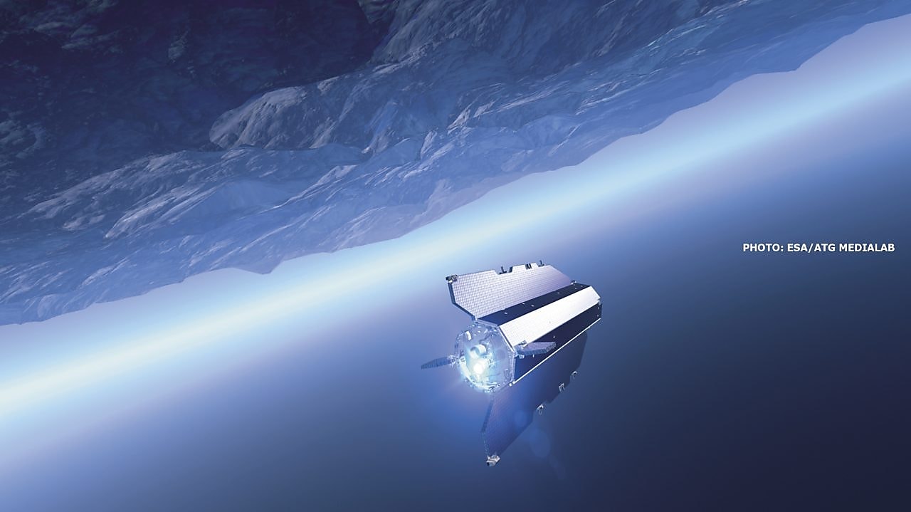 Satellite above earth mountain ranges