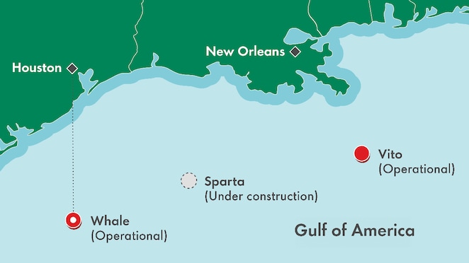 A map: Shell's latest deep-water platforms in the Gulf of America