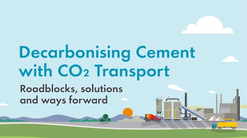 A rendering of a cement factory with a blue sky in the background