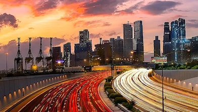 City view in evening