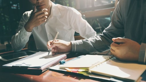 Meeting taking place in a bank