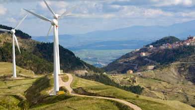Wind turbines in the Italian countryside