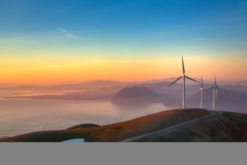 Sunrise over Onshore Wind Farm, Greece