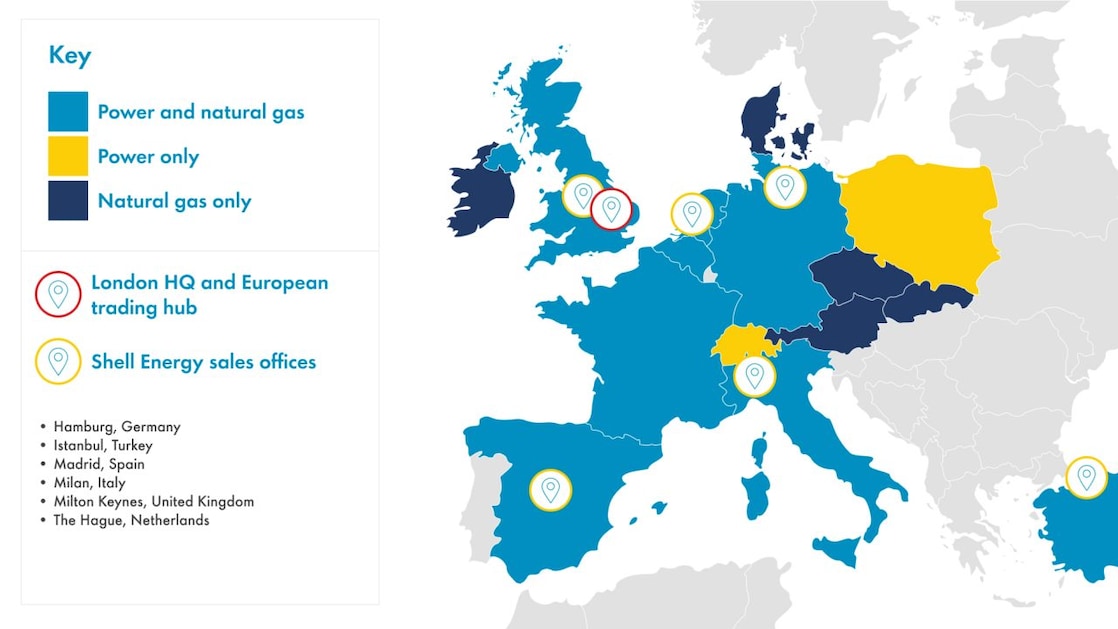 Shell Energy operations and locations in Europe