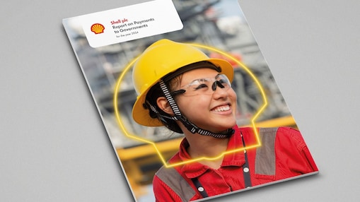 An image of the front cover of the Shell Report on Payments to Governments for the year 2024 on a grey background.