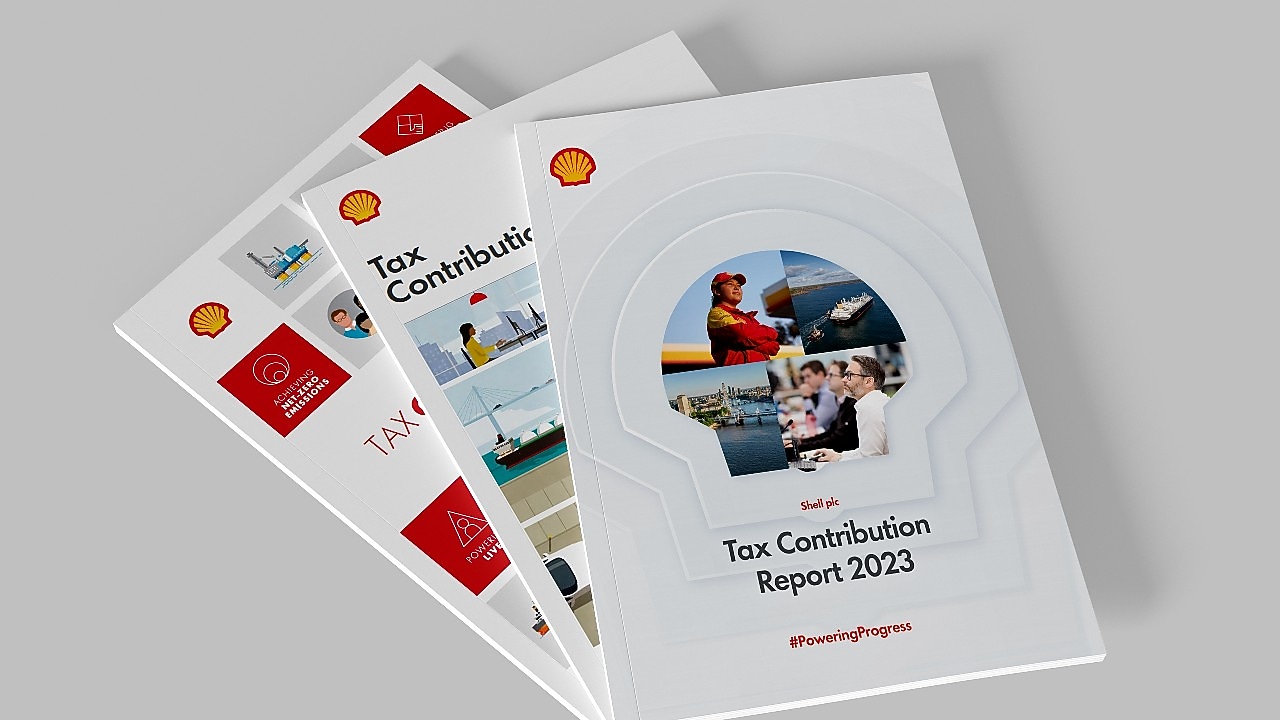 Image shows three printed Shell Tax contribution report