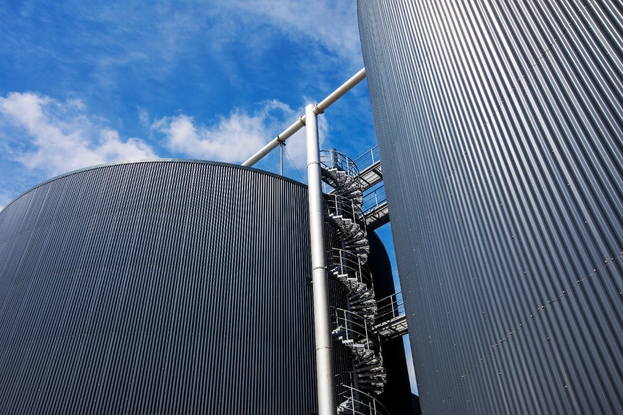 Close-up of a modern biogas facility