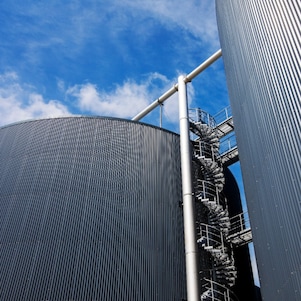 Close-up of a modern biogas facility