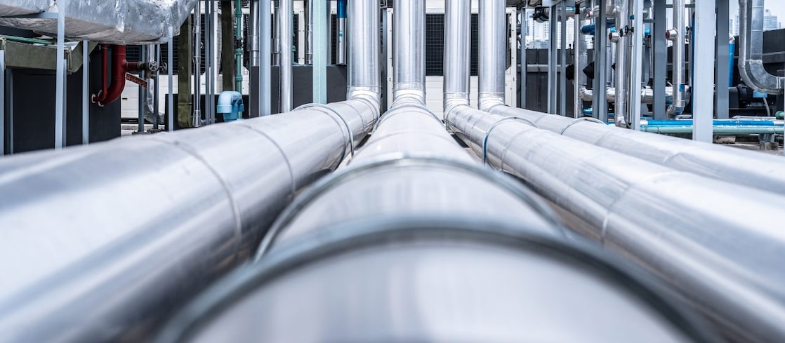 Industrial piping and equipment used in Direct Air Capture (DAC) processes.
