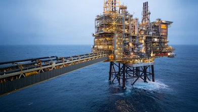 Image of  the Shearwater North Sea offshore platform, off the coast of Aberdeen, Scotland