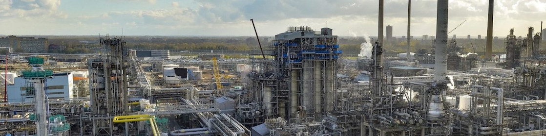 An aerial shot of Shell Energy and Chemicals Park Rotterdam.