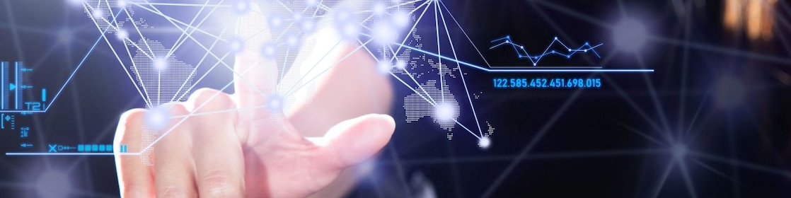 Woman operating the digital interface technology