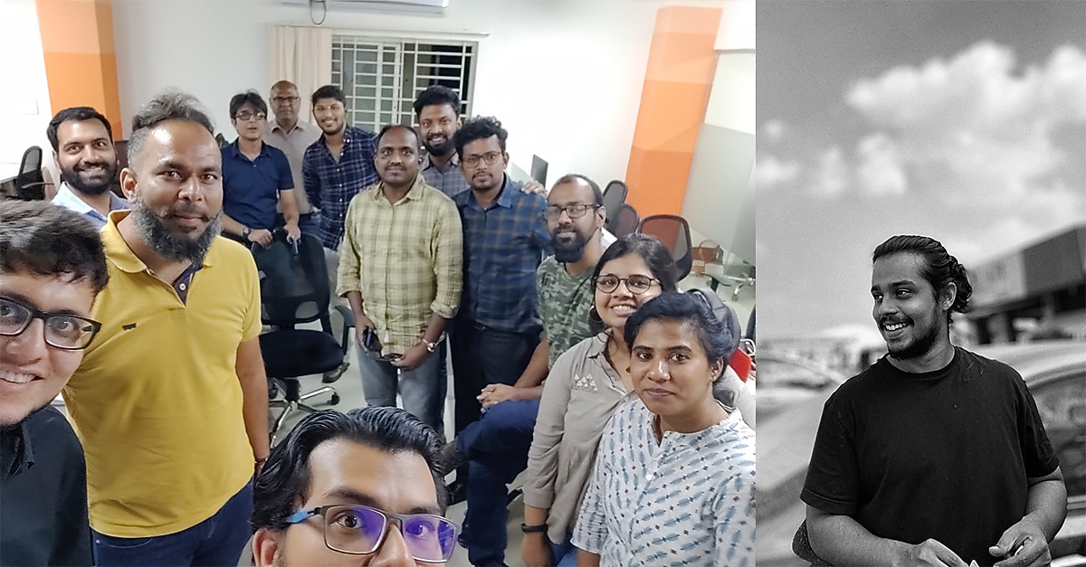 Akhil George, data scientist (right) and full team (left)