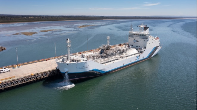 Hydrogen ship at port