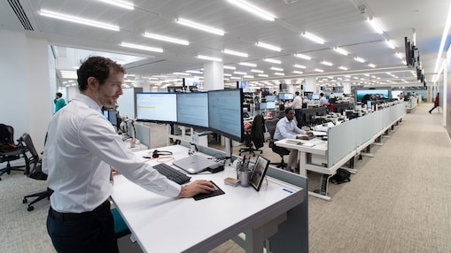 Man working on a computer system