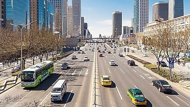 Vehicles running on a highway