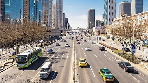Vehicles running on a highway