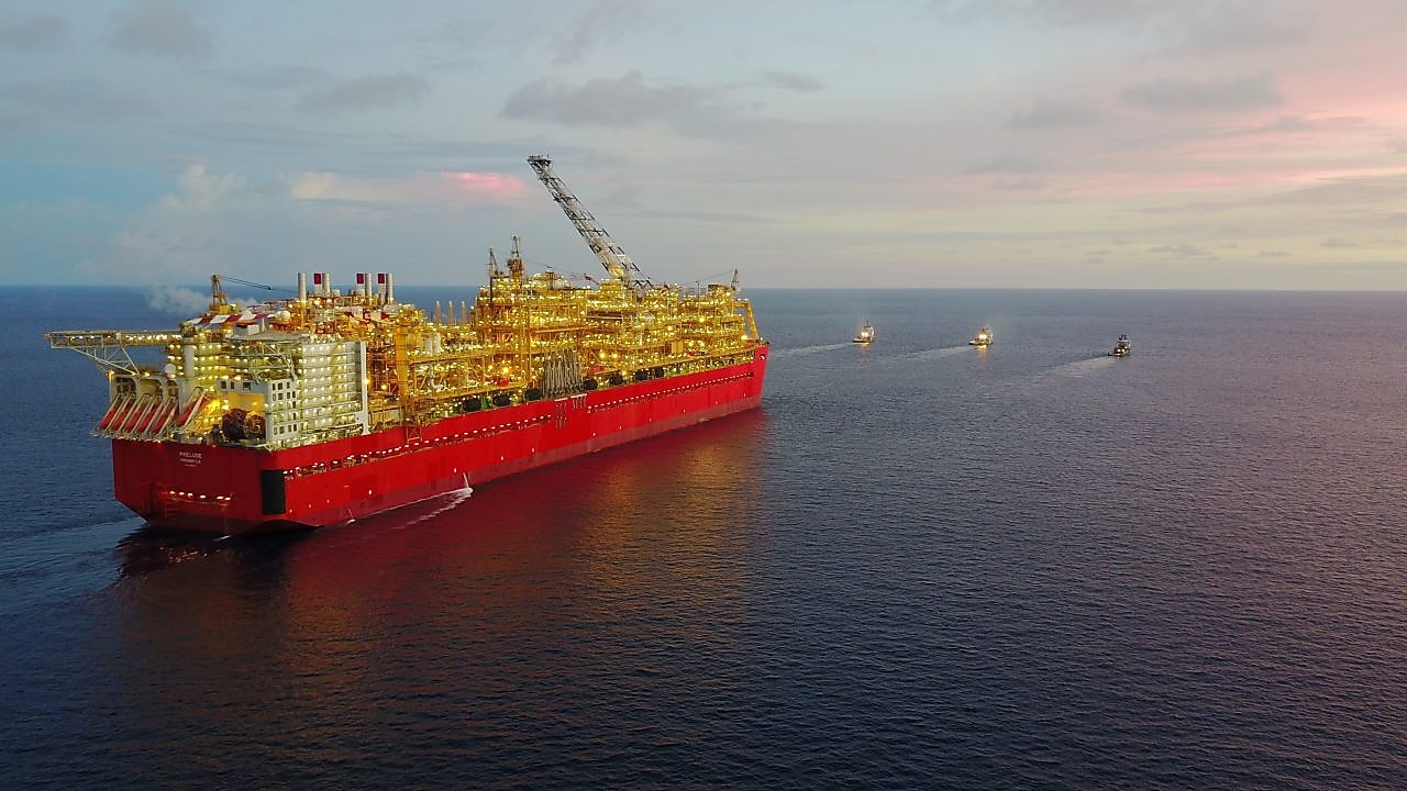 Prelude FLNG ship in Sea