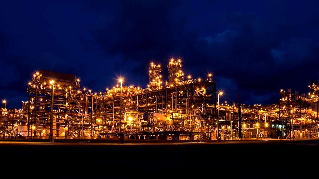 Shell LNG Plant by night