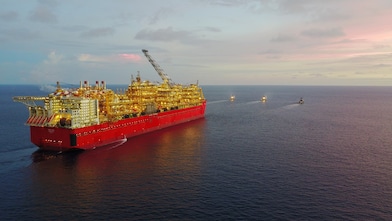 Prelude FLNG ship in Sea