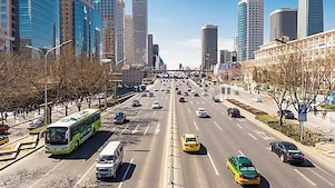 Vehicles running on a highway