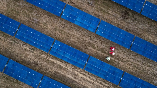 Aerial view of a Shell solar farm