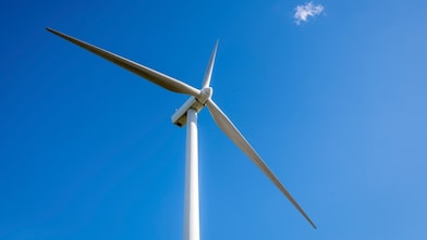 Close up of a wind turbine