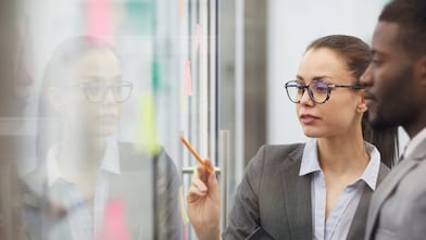 Two colleagues planning project