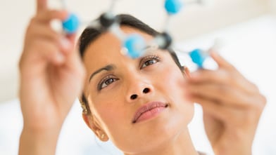women observing a hexagon