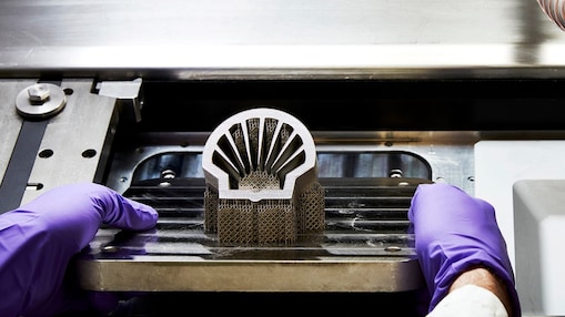 A 3D printed Shell logo – known as the Pecten