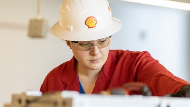 Shell worker working on a project.