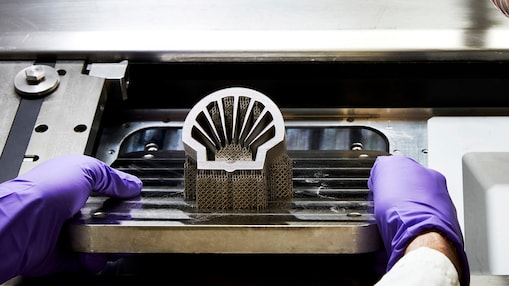 A 3D printed Shell logo – known as the Pecten