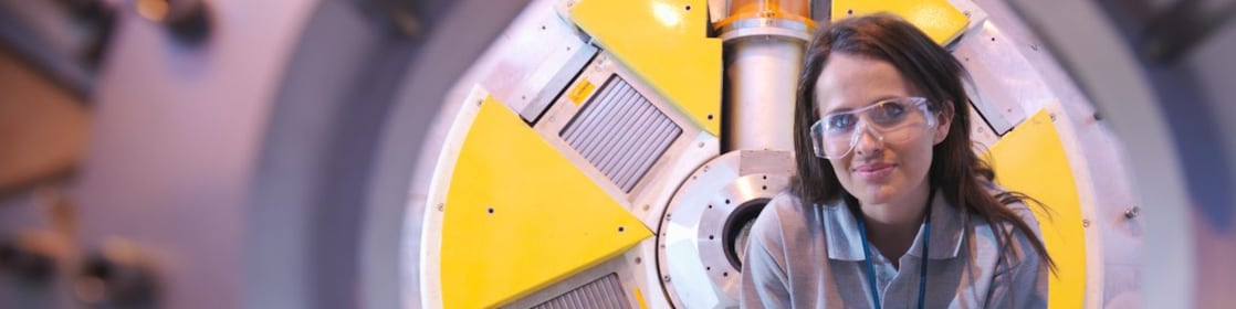 woman inspecting equipment