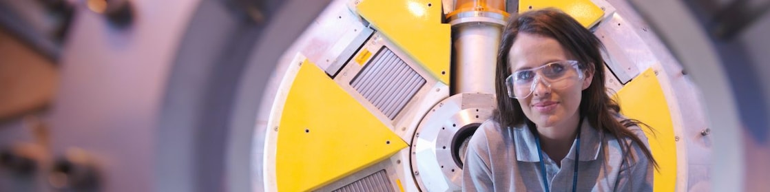 woman inspecting equipment
