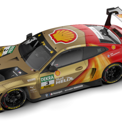 BMW DTM race car crosses the finish line at DTM Oschersleben 2025