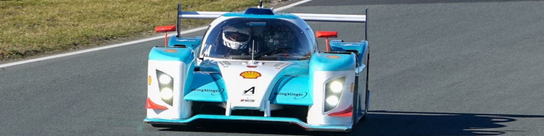 Racing hydrogen car approaching