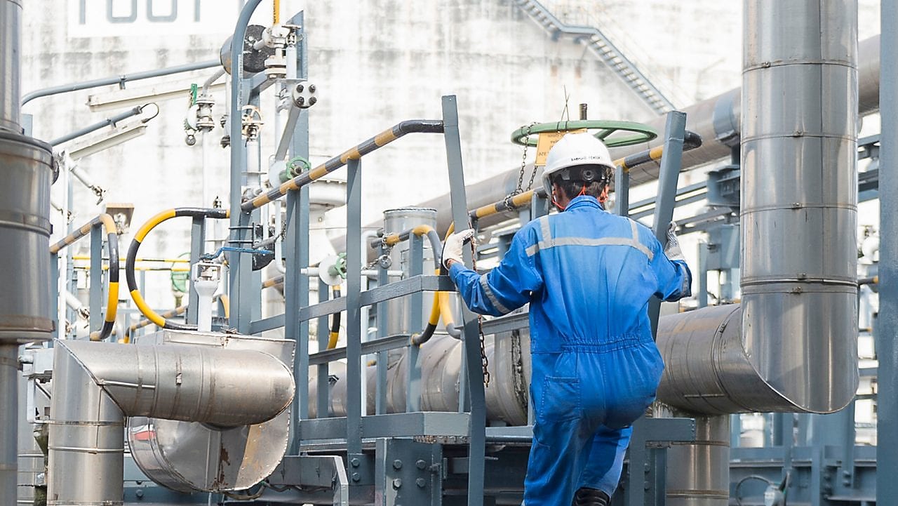 Operator works on site