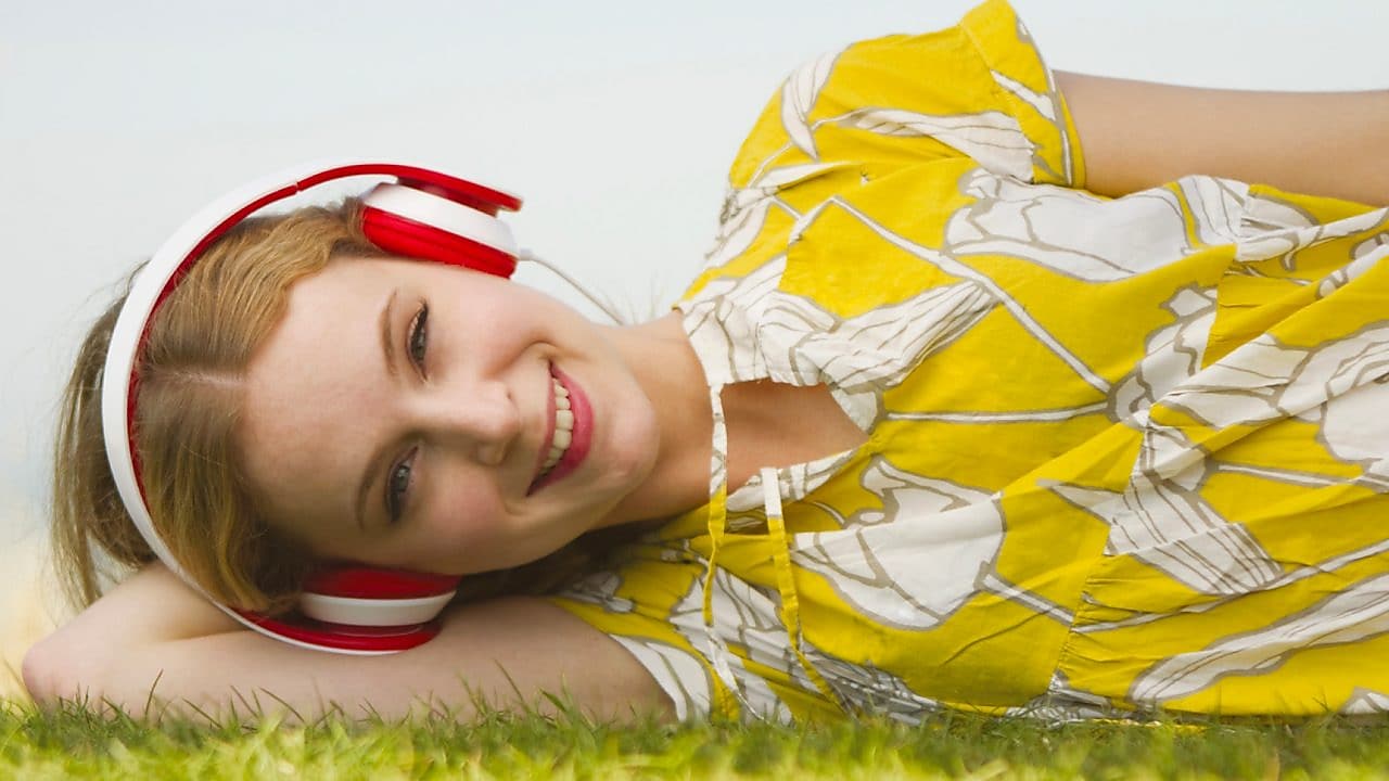 Girl wearing headphones