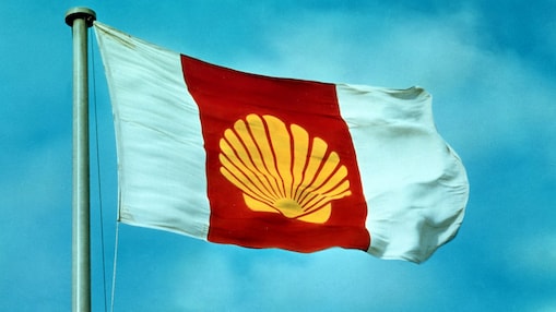 Flag bearing Shell branding